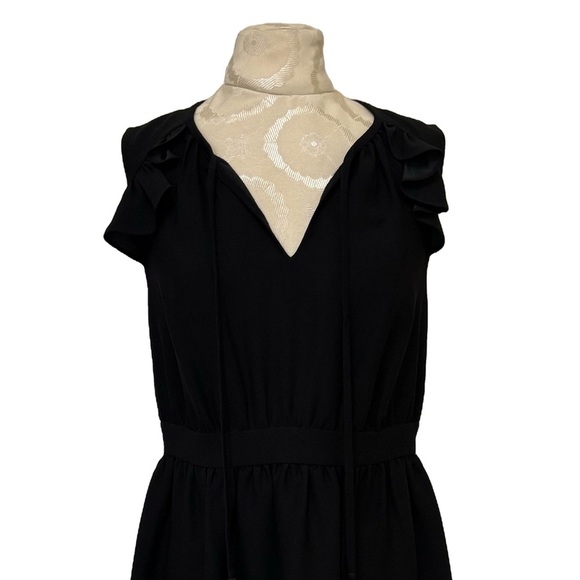 Kate Spade Rambling Rose Crepe Ruffle Fit & Flare Black Dress Size Medium NWT - Picture 8 of 14